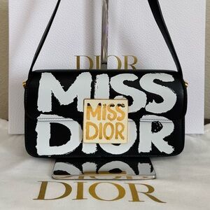DIOR Miss Dior Limited Edition Graffiti Calfskin Leather Shoulder Bag